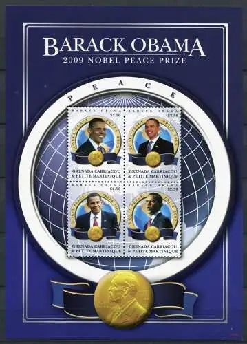 Grenada Grenadinen 2010 Nobelpreis Obama Nobel Price Nobelpreis 4552-4555 MNH