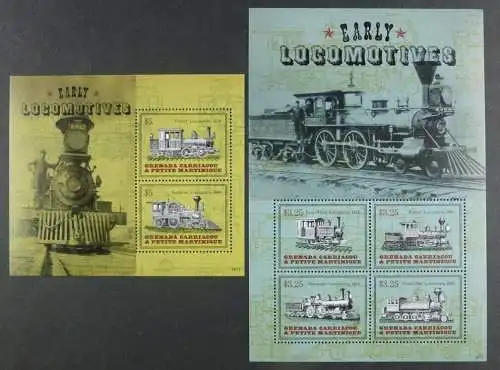 Grenada Grenadinen 2014 Eisenbahn Trains Railways Steam Locomotives MNH