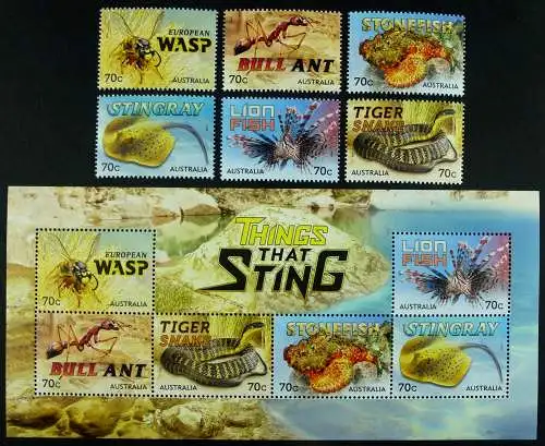 Australien Australia 2014 Wespe Schlange Fische Ameise Wasp Fishes Snake MNH