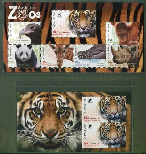 Australien 2012 Tiere Tiger Pandas Block 149 plus Block 156-162 Auflage 500