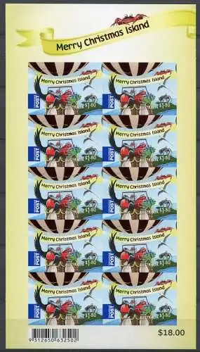 Weihnachtsinsel 2013 Weihnachten Christmas Kleinbogen Vogel Krabbe Bird Crab MNH