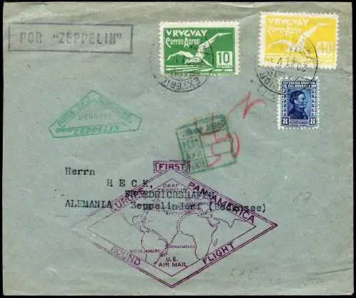 Zeppelin 1930 Uruguay Südamerikafahrt Rio Friedrichshafen Brief Si 61 B / 2310