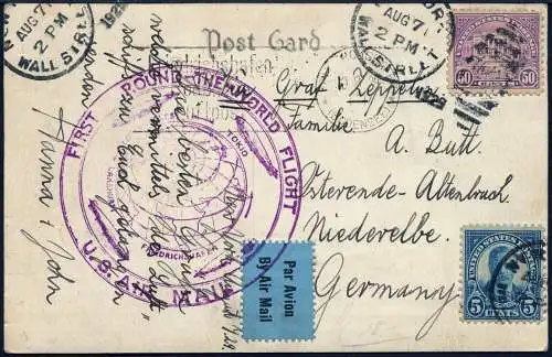 Zeppelin 1929 USA Weltrundfahrt Rückfahrt NY Altenbruch AK Si 28 A / 2428