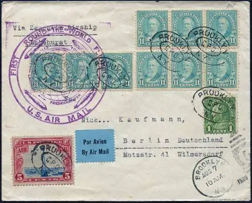 Zeppelin 1929 USA Weltrundfahrt Rückfahrt NY Berlin Brief Si 28 A / 2429