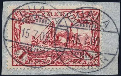 Kamerun 1909 Michel 16 ° Duala 15/7/09 Briefstück Luxus Geprüft Bothe / 89