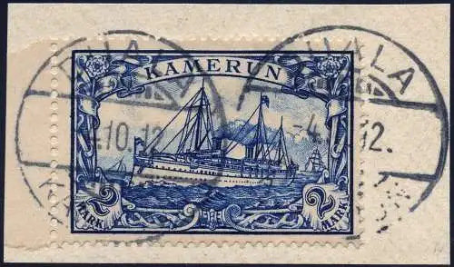 Kamerun 1912 Michel 17 ° Duala 4/10/12 Briefstück Luxus Geprüft Steuer BPP / 90