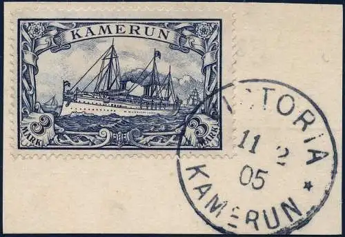 Kamerun 1905 Michel 18 ° Victoria 11/2/05 Briefstück Luxus Geprüft Steuer BPP/91