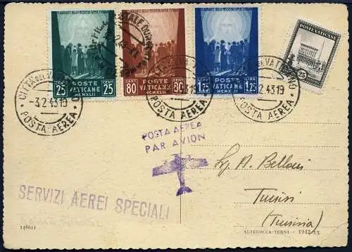 Vatikan 1943 Flugpost-AK Petersdom Zuleitung Vatikan Tunis Tunesien / 846