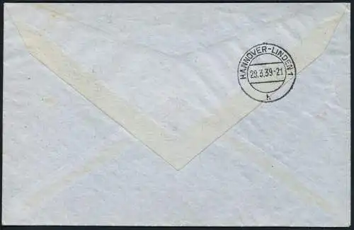Vatikan 1939 Reko-Brief Luftpost MiF Höchstwert Juristen 1,25 L Hannover / 847