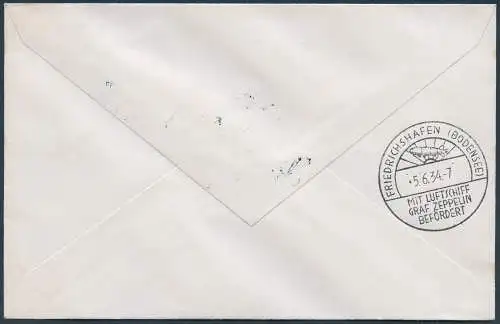 Zeppelin Dt. Reich 1934 1. SAF Bordpost Rückfahrt EF 2 RM Staufen Si 247 D/ 1870