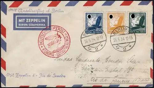 Zeppelin Dt. Reich 1934 1. SAF Anschlussflug Berlin Rio de Janeiro Si 247Bb/1618