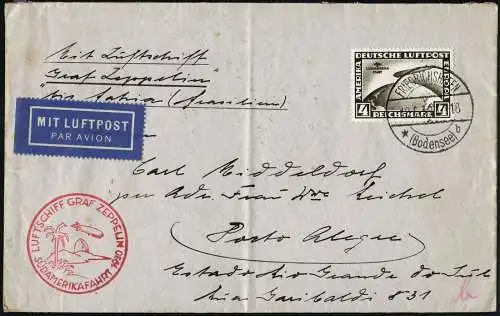 Zeppelin Dt. Reich 1930 Südamerikafahrt F`hafen Abwurf Bahia Si 57 D / 1283