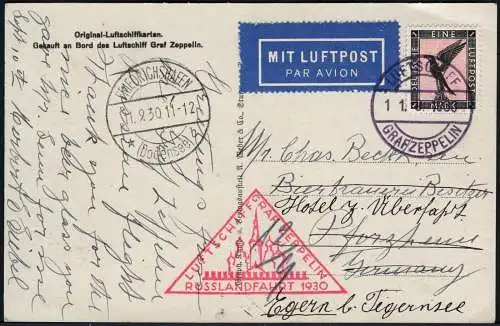 Zeppelin Dt. Reich 1930 Russland Bordpost Rückfahrt Passagierpost Si 84 E / 1705