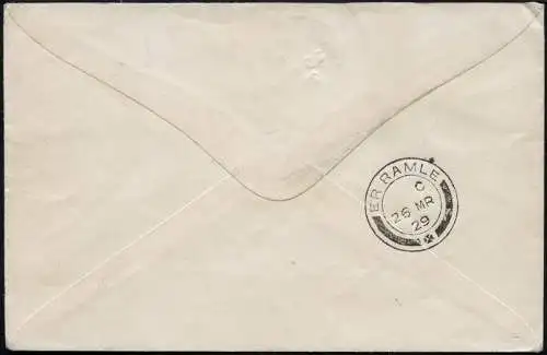 Zeppelin Dt. Reich 1929 Orientfahrt Type II Bordpost Er Ramle Si 23 II Ba/ 1514