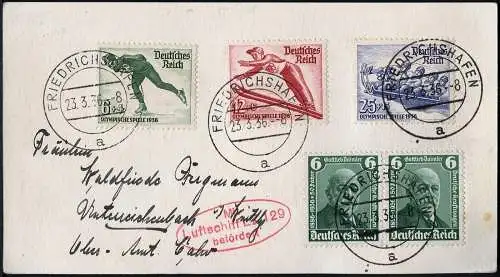 Zeppelin 1936 Dt. Reich Spezielle Karte LZ129 1. Postfahrt Unterreichenbach/1659