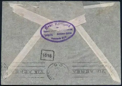 Zeppelin 1932 Dt. Reich 6. SAF Firmen-Brief Leipzig Argentinien Si 177 Aa / 2034