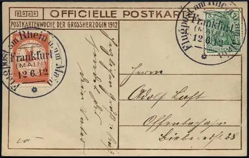Zeppelin 1912 Dt. Reich Flugpost Rhein Main Foto-AK Herzogl Familie Si 11 D/2160