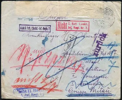 Dt. Militärmission Türkei 1916 Interessanter Feldpostbeleg aus Mersin Mitau / 16