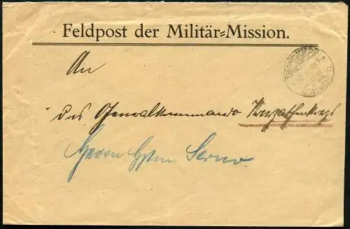 Dt. Militärmission Türkei 1917 Brief Flieger Hptm. Serno prov. Gummistempel / 67