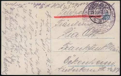 Dt. Militärmission Türkei 1915 AK Feldpost Goeben Auswärtiges Amt Frankfurt / 39