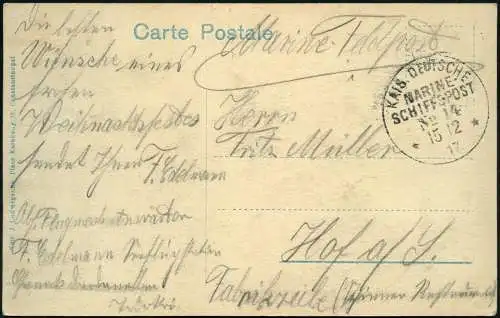 Dt. Militärmission Türkei 1917 AK Flieger Tschanak MSP 14 Marine-Feldpost Hof/68