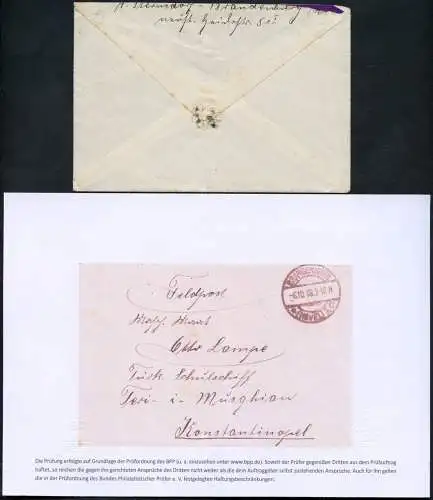Dt. Militärmission Türkei 1918 Feldpost an Schulschiff Teri-i-Musghian BPP / 166