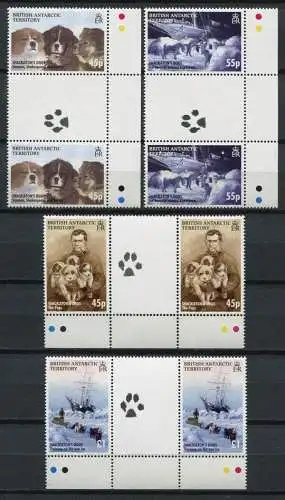 Brit. Antarktis BAT Antarctic 2005 Shackleton Hunde Dogs 408-411 Stegpaare MNH