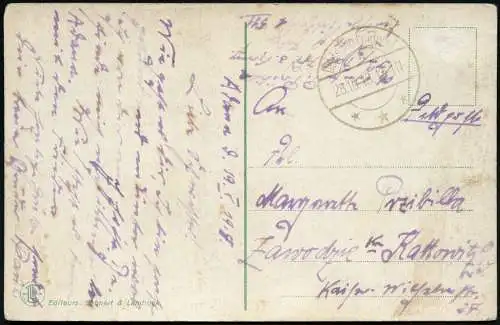 Dt. Militärmission Türkei 1918 Jildirim AK Adana Tarnstempel nach Schlesien / 59