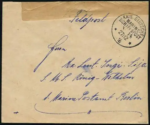 Dt. Militärmission Türkei 1916 Brief MSP No. 14 Kreuzer Hamidjie Tk Leutnant/106