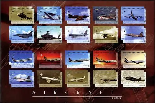 Singapur Singapore 2003 Flugzeuge Airbus Hubschrauber Jets 1251-1270 Bogen MNH