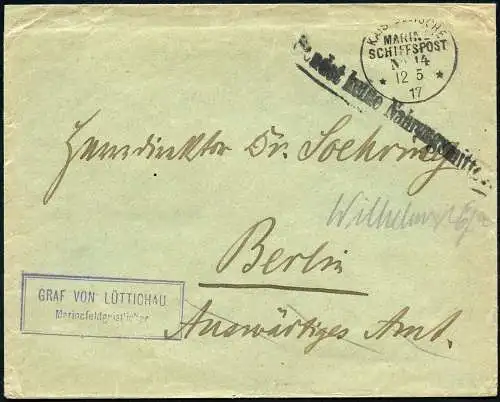 Dt. Militärmission Türkei 1917 Graf von Lüttichau General MSP No. 14 Berlin /105
