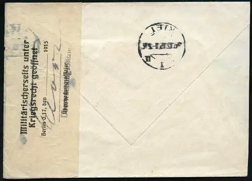 Dt. Militärmission Türkei 1915 Brief aus Kiel via Berlin an Dampfer General / 40