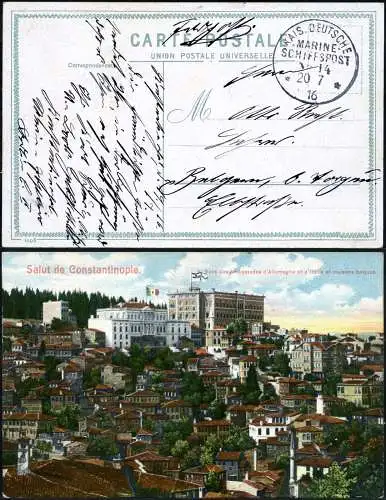 Dt. Militärmission Türkei 1916 AK via MSP 14 U-Boots-Halbflottille Torgau / 212