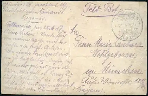 Dt. Militärmission Türkei 1917 Foto-AK Bellmerick Feldpost Bosanti München / 30