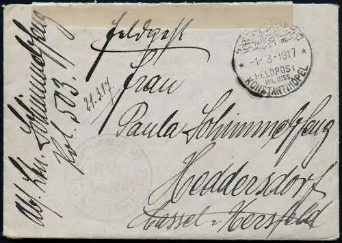 Dt. Militärmission Türkei 1917 Brief mit Inhalt Tscham-Alan-Han Heddersdorf / 25