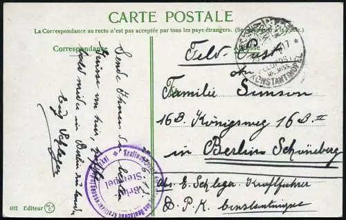 Dt. Militärmission Türkei 1917 AK Kraftwagenpark Feldpost Konstantinopel / 102