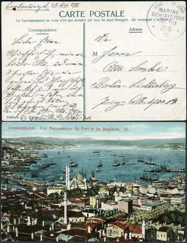 Dt. Militärmission Türkei 1915 AK via MSP 69/SMS Breslau nach Berlin / 201