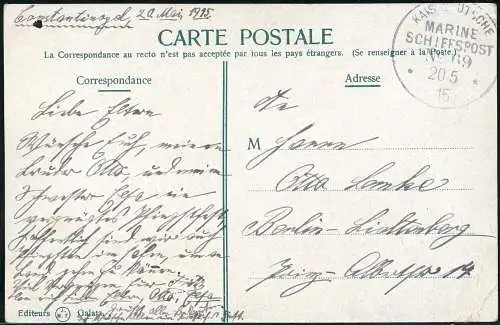 Dt. Militärmission Türkei 1915 AK via MSP 69/SMS Breslau nach Berlin / 201