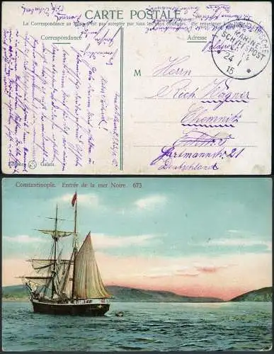 Dt. Militärmission Türkei 1915 AK via MSP 14 aus Anatoli Kawak nach Chemnitz/183