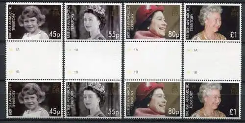 Britische Antarktis BAT 2006 Geburtstag QE II Royalty 416-419 Stegpaare MNH