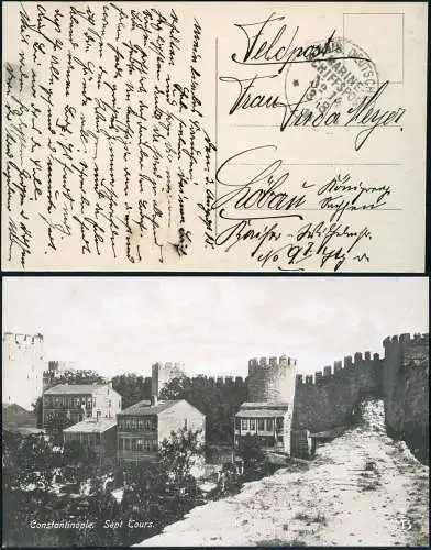 Dt. Militärmission Türkei 1918 AK Stadtmauer via MSP 14 Konstantinopel Löbau/178