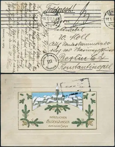 Dt. Militärmission Türkei 1915 AK Hamburg an Feldwebel Sonderkommando Türkei/213