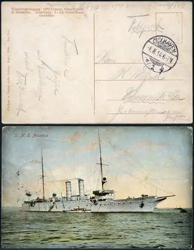 Dt. Militärmission Türkei 1914 AK SMS Nautilus SdKdo Türkei Cuxhaven / 180