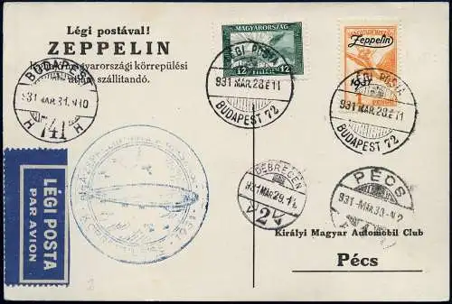 Zeppelin 1931 Ungarn Ungarnfahrt Rundfahrt Abwurf Debrecen Pecs Si 102 Ba / 2324