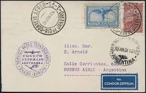 Zeppelin Brasilien 1934 3. SAF Argentinienfahrt Rio Buenos Aires Si 255 A / 1985