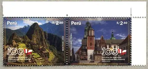Peru 2023 Polen Diplomatische Beziehungen Machu Picchu Wawel Kathedrale MNH