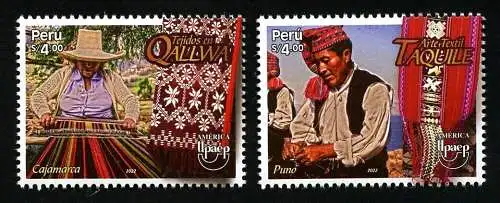 Peru 2022 UPAEP Textilien Brauchtum Folklore Kleidung Webkunst Stoffmuster MNH
