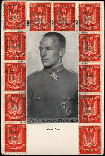 Dt. Reich 1925 Deutscher Rundflug Unterschrift Ernst Udet echt gelaufen RAR/1012