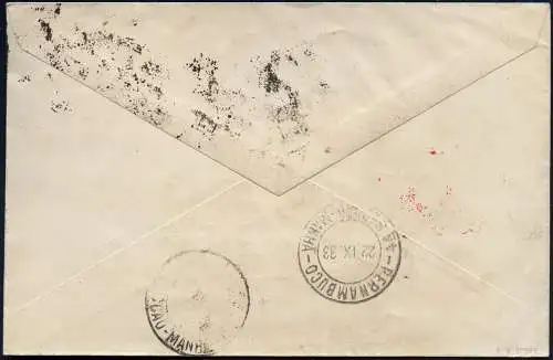 Zeppelin Brasilien 1933 7. SAF Etappe Rio - Recife Brief Si 233 C / 1964
