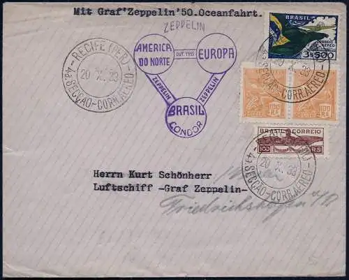 Zeppelin Brasilien 1933 Chicagofahrt Recife Akron Kurt Schönherr Si 239 A / 1966